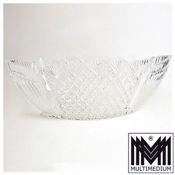 Große Jugendstil Art Deco Kristall Glas Schale Jardiniere geschliffen glass bowl
