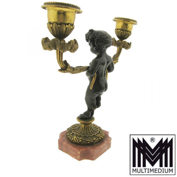 Jugendstil Kerzenleuchter Faun Messing Bronze Figur Antik Kerzenhalter