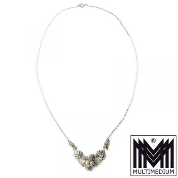 Art Deco Silber Collier Hals kette 30er Jahre Markasit silver necklace 30s