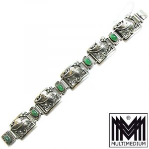 Jugendstil Silber Armband Chrysopras e art nouveau silver bracelet um 1910 rar e