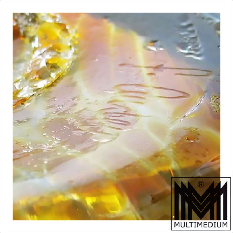 Irisierende Designer Glasvase signiert Franz Austen gelb rosa