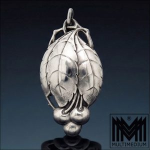 Jugendstil Anhänger Silber Kirschen DKS Dansk Kunst Smede hohl