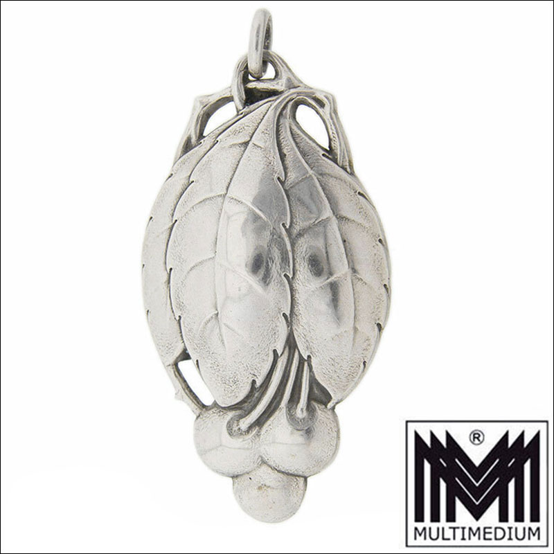 Jugendstil Anhänger Silber Kirschen DKS Dansk Kunst Smede hohl
