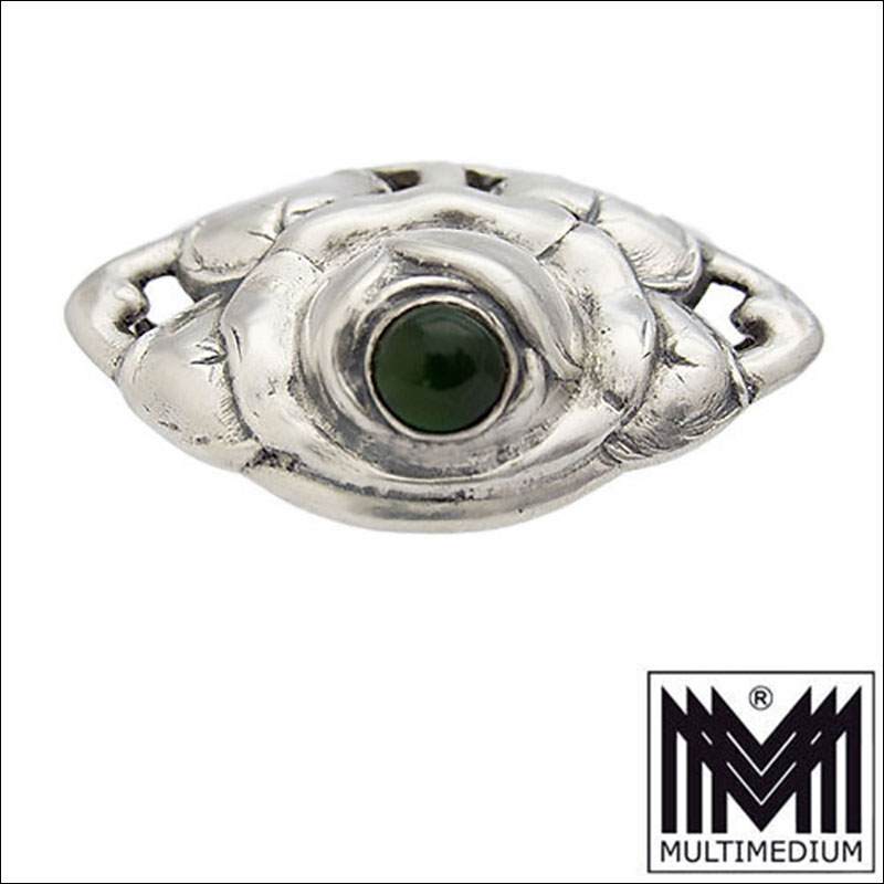 Jugendstil DKS Silber Brosche Rose Chrysopras Gruen Dansk Kunst Smede silver 03 Jugendstil DKS Silber Brosche Rose Chrysopras Grün Dansk Kunst Smede silver