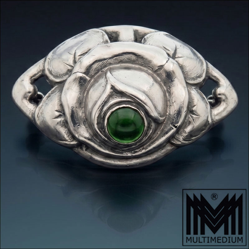 Jugendstil DKS Silber Brosche Rose Chrysopras Gruen Dansk Kunst Smede silver 04 01 Jugendstil DKS Silber Brosche Rose Chrysopras Grün Dansk Kunst Smede silver