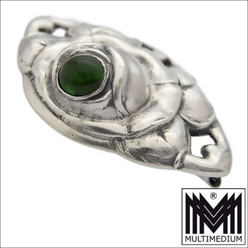 Jugendstil DKS Silber Brosche Rose Chrysopras Gruen Dansk Kunst Smede silver 05 Jugendstil DKS Silber Brosche Rose Chrysopras Grün Dansk Kunst Smede silver