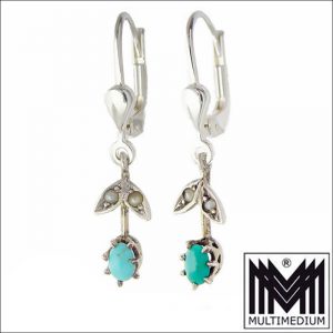Jugendstil Silber Türkis Ohrringe um 1900 silver turquoise earrings