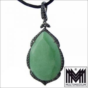 Marianne Hartl Silber Anhänger Art Deco Stil grüner Aventurin schwarzer Spinell
