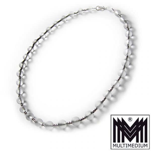 Art Deco WMF Ikora Glas Halskette mattiert Collier frosted glass necklace
