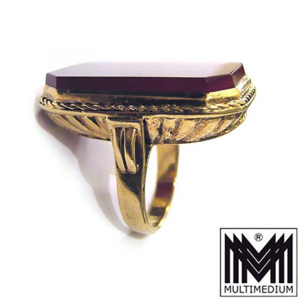 Art Deco Damen und Herren Wappen Ring Silber vergoldet Karneol silver gilt ring