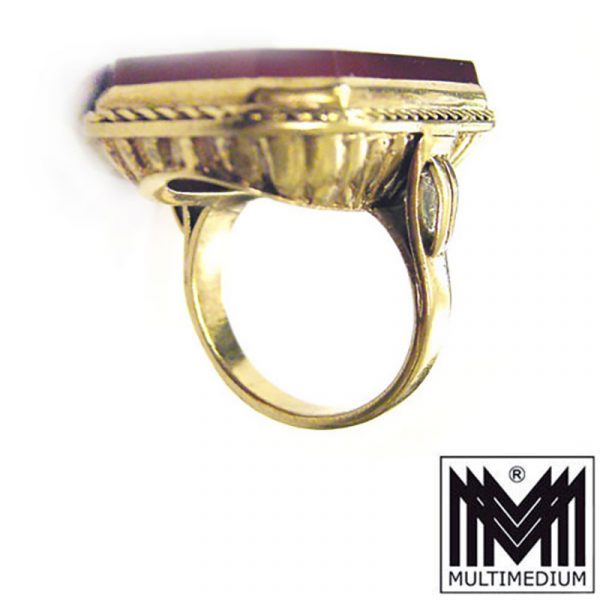 Art Deco Damen und Herren Wappen Ring Silber vergoldet Karneol silver gilt ring