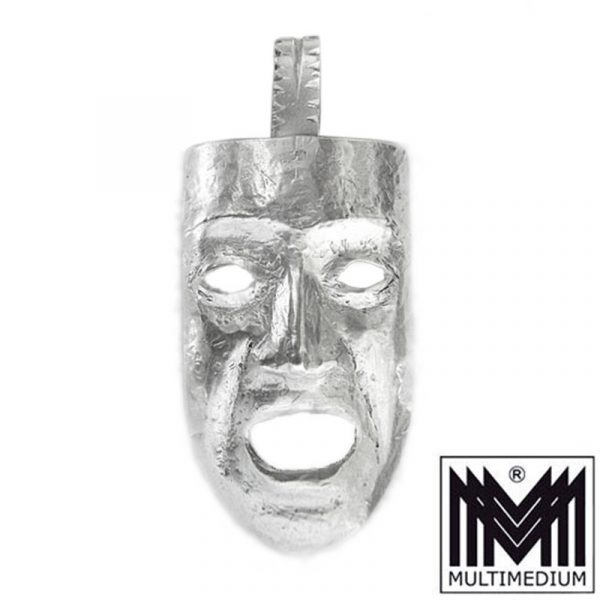 Art Deco Silber Anhänger Maske Gesicht Handarbeit silver pendant mask face