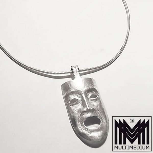 Art Deco Silber Anhänger Maske Gesicht Handarbeit silver pendant mask face