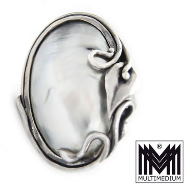 Großer Silber Ring Nautilus Perlmutt Muschel silver im Jugendstil
