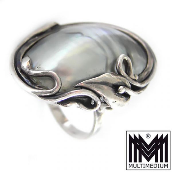Großer Silber Ring Nautilus Perlmutt Muschel silver im Jugendstil