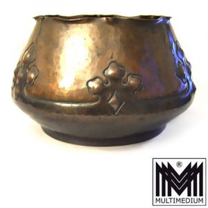 Antique Arts and Crafts copper pot Kupfer Blumen Über Topf Handarbeit 1900 rare
