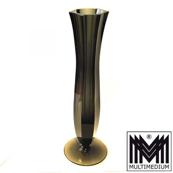 -VERKAUFT- Art Deco Glass Vase Ludwig Moser Karlsbad Anthrazit 30s vintage studio glass
