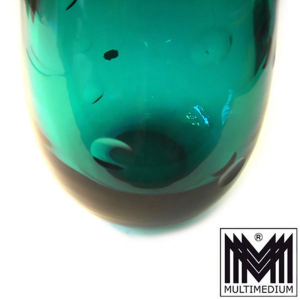 Vase Ph. Rosenthal signiert Keulenform Kugelschliff um1960 grünes Glas s signed