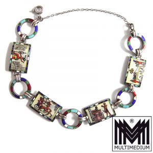 Silber Armband Emaille Ägypten Egyptian Revival Silver Bracelet Enamel