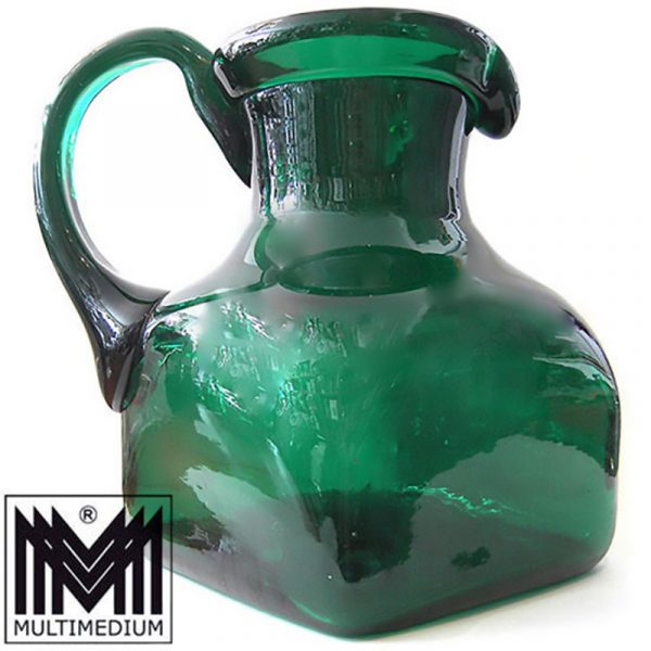 50s 60s XXL Glas Krug Vase Vetro Verde di Empoli grün glass jug vase