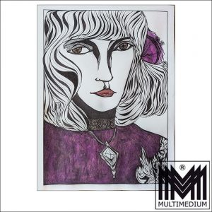Original Tusche Zeichnung - Gisela Geser - Titel - Die violette Inkarnation