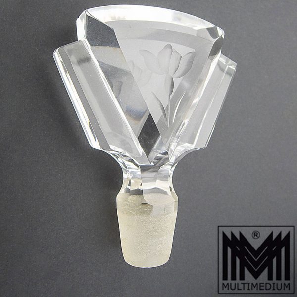 Art Deco Kristall Glas Silber Karaffe geschliffen crystal Liquor cut