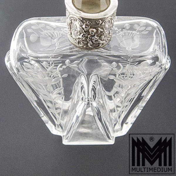 Art Deco Kristall Glas Silber Karaffe geschliffen crystal Liquor cut