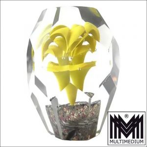 Vintage Briefbeschwerer in Form einer facettierten Blume im böhmischen Stil ca. 1920er Jahre