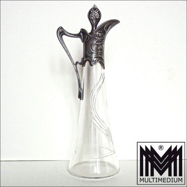 WMF Kristall Glas Likeur Karaffe geschliffen Metall Montierung versilbert