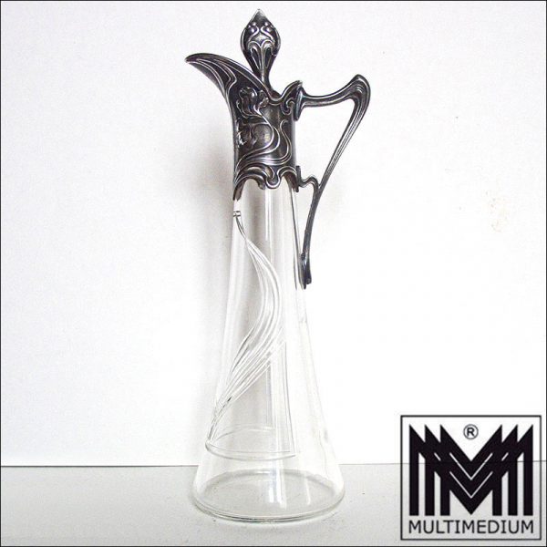 WMF Kristall Glas Likeur Karaffe geschliffen Metall Montierung versilbert