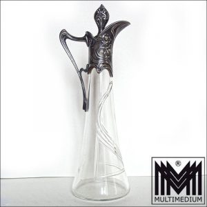 WMF Kristall Glas Likeur Karaffe geschliffen Metall Montierung versilbert