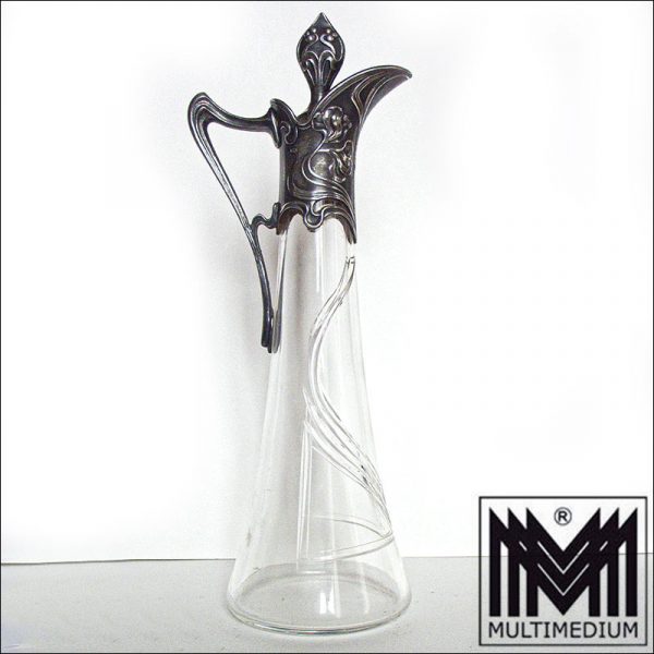 WMF Kristall Glas Likeur Karaffe geschliffen Metall Montierung versilbert