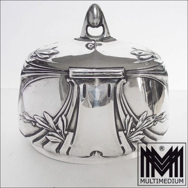 Wilhelm Binder Jugendstil Silber Dose 800 Mond Krone Schwäbisch Gmünd