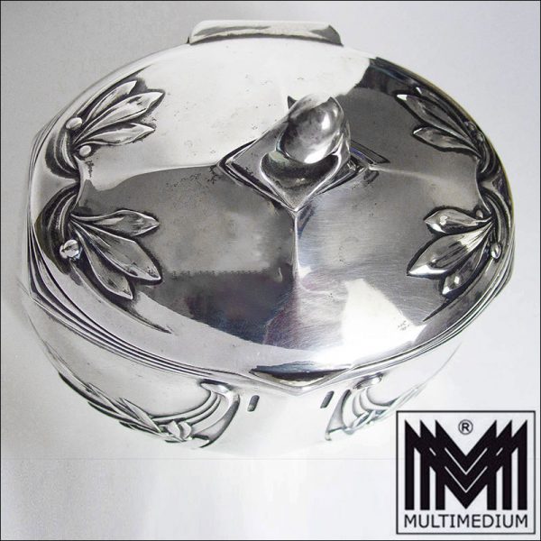 Wilhelm Binder Jugendstil Silber Dose 800 Mond Krone Schwäbisch Gmünd