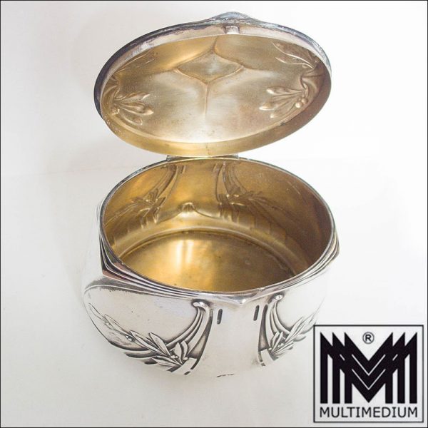 Wilhelm Binder Jugendstil Silber Dose 800 Mond Krone Schwäbisch Gmünd