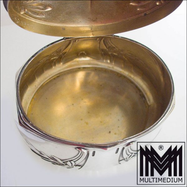 Wilhelm Binder Jugendstil Silber Dose 800 Mond Krone Schwäbisch Gmünd