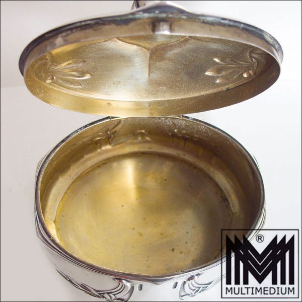 Wilhelm Binder Jugendstil Silber Dose 800 Mond Krone Schwäbisch Gmünd