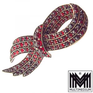 Jugendstil Tombak Granat Brosche