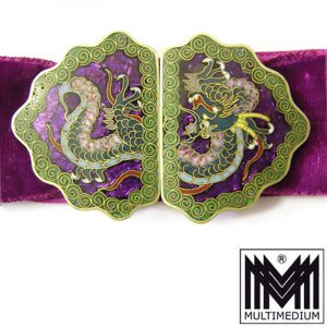 China Silver Enamel Belt Buckle gilt
