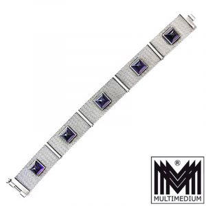 Designer Silber Armband geflochten Amethyste