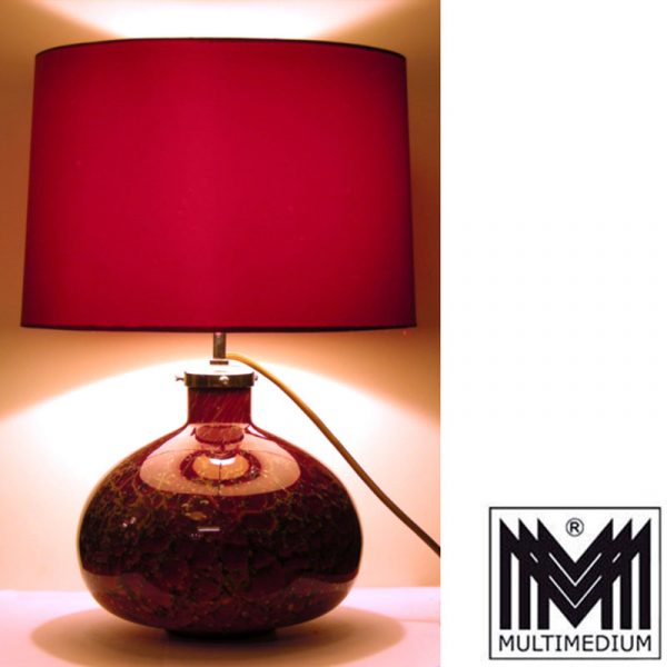 Antike Art Deco Tischlampe WMF Ikora Glas Kugel Lampe Rot marmoriert