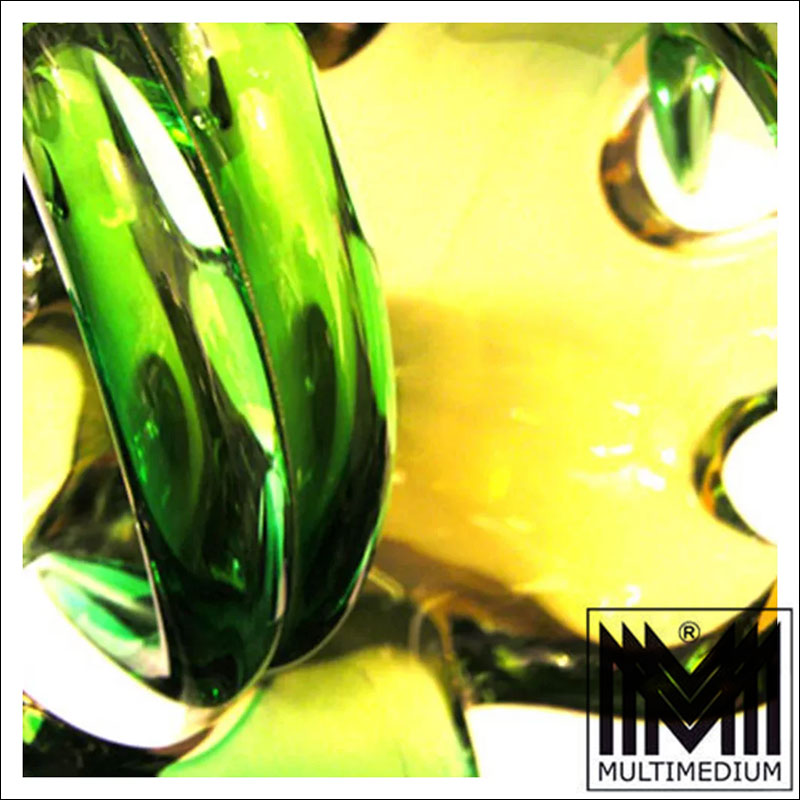 Seltene schwere Murano Schale aus den 1950er 60er Jahren grün gelb dickwandiges Glas