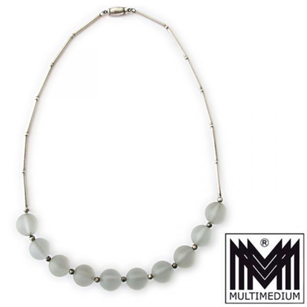 WMF Myra Halskette 30er Jahre graue Glaskugel matt